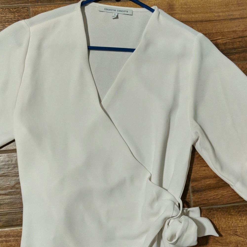 White wrap blouse